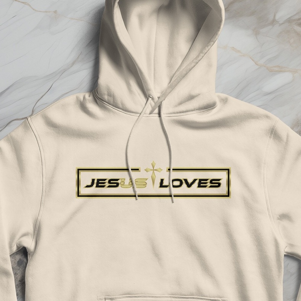 Men’s Hoodie Jesus Loves Us Christian Faith Sweatshirt - Picture 2 of 2
